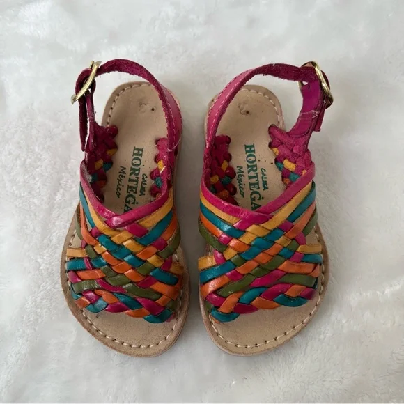 Hortegas Mexico Huarache baby girl Sandals size 3 woven bright colorful - Picture 1 of 4